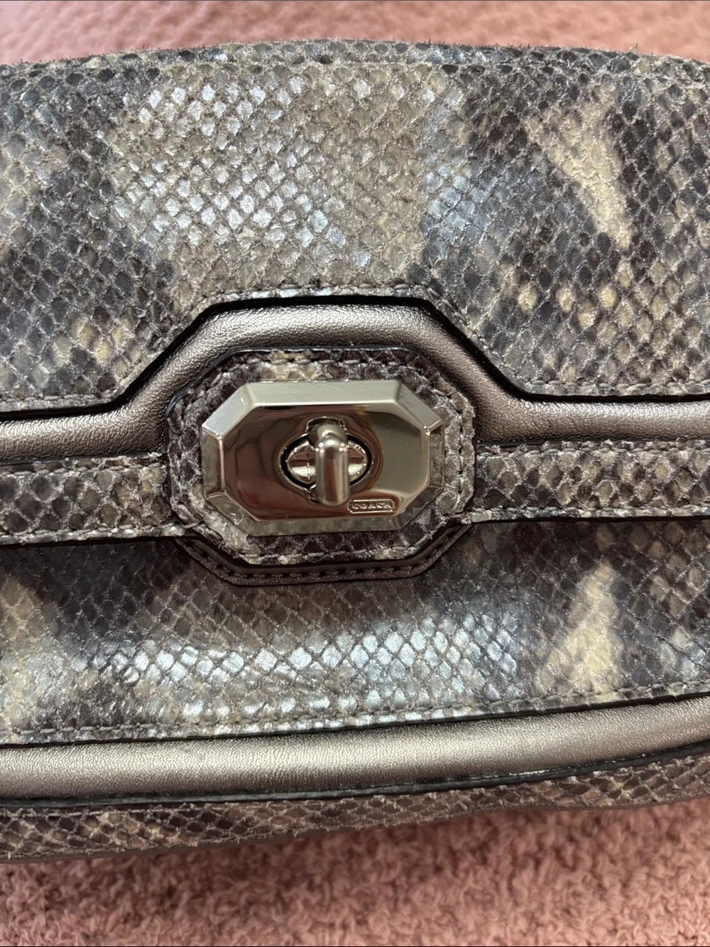 Coach Women’s Snake-Embossed Crossbody Bag in Gray